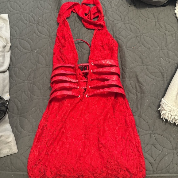 Fashion Nova Dresses & Skirts - Fashion Nova Vibrant Red Backless Lace Dress